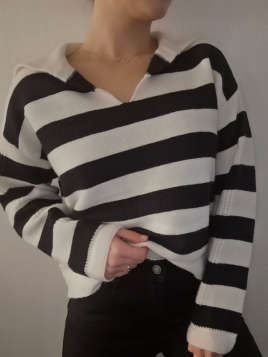 Pull rayé noir Rudy